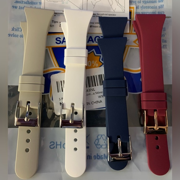 Fitbit Replacement Slim Silicone Bands 4 Pack Brand New Red Blue White Grey - Picture 2 of 4